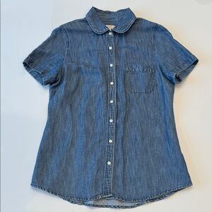 J Crew chambray cotton and linen short sleeved shirt, size 4